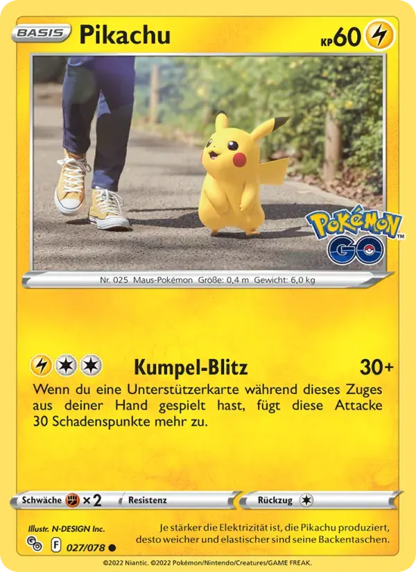 Pikachu — Pokémon GO 27 German Pokémon card
