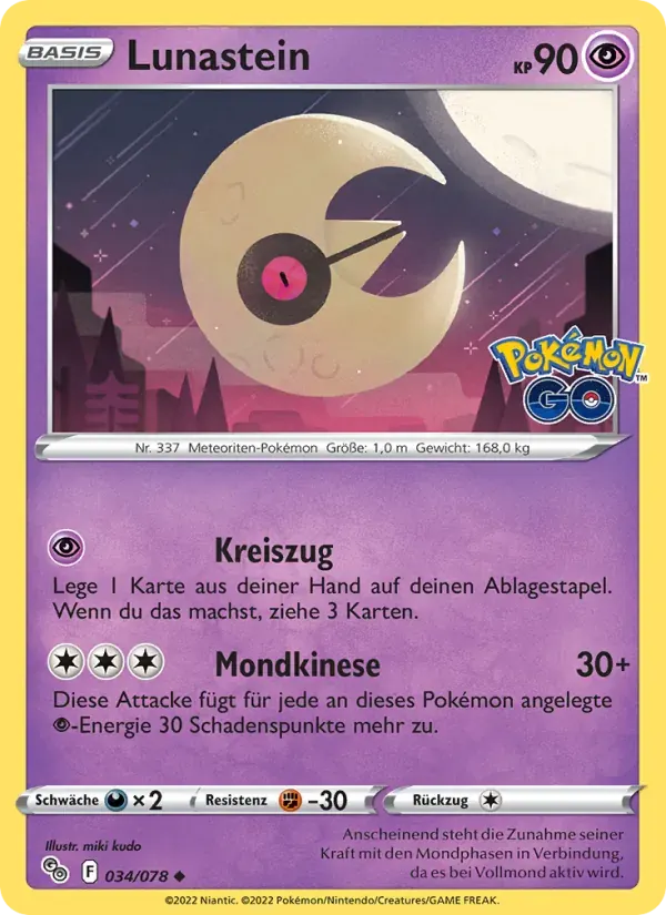 Lunastein — Pokémon GO 34 German Pokémon card