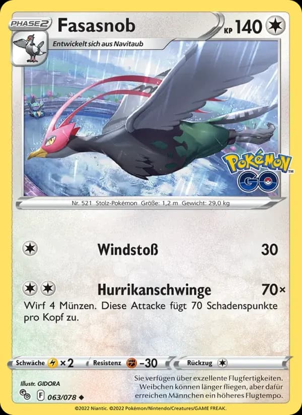 Fasasnob — Pokémon GO 63 German Pokémon card