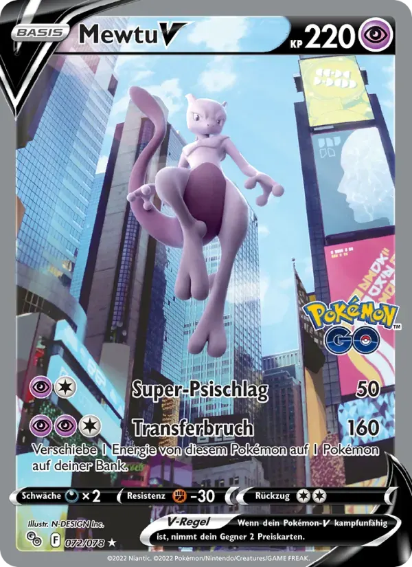 Mewtu V — Pokémon GO 72 German Pokémon card