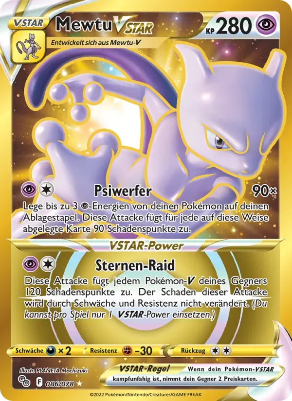 Mewtu VSTAR — Pokémon GO 86 German Pokémon card