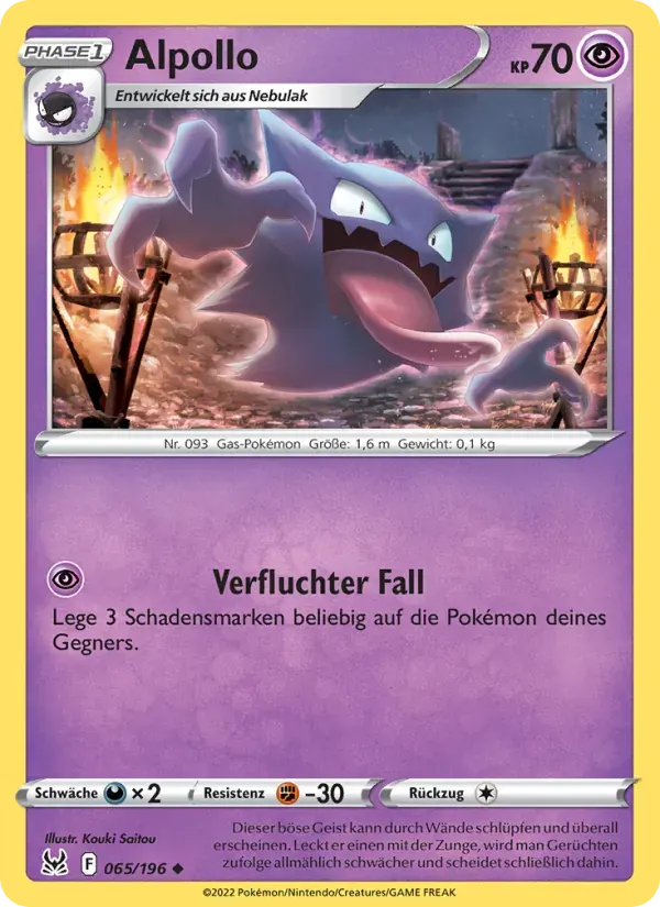 Alpollo — Verlorener Ursprung 65 German Pokémon card