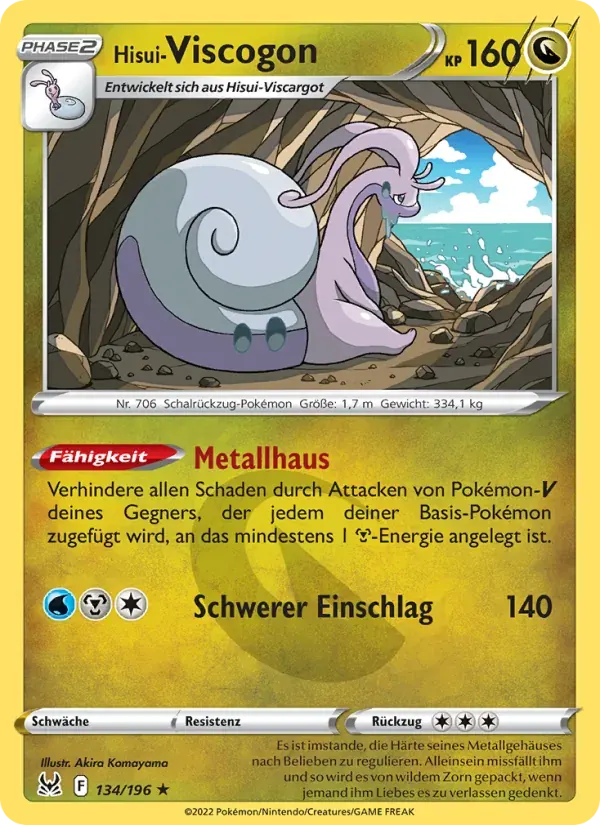 Hisui Viscogon — Verlorener Ursprung 134 German Pokémon card