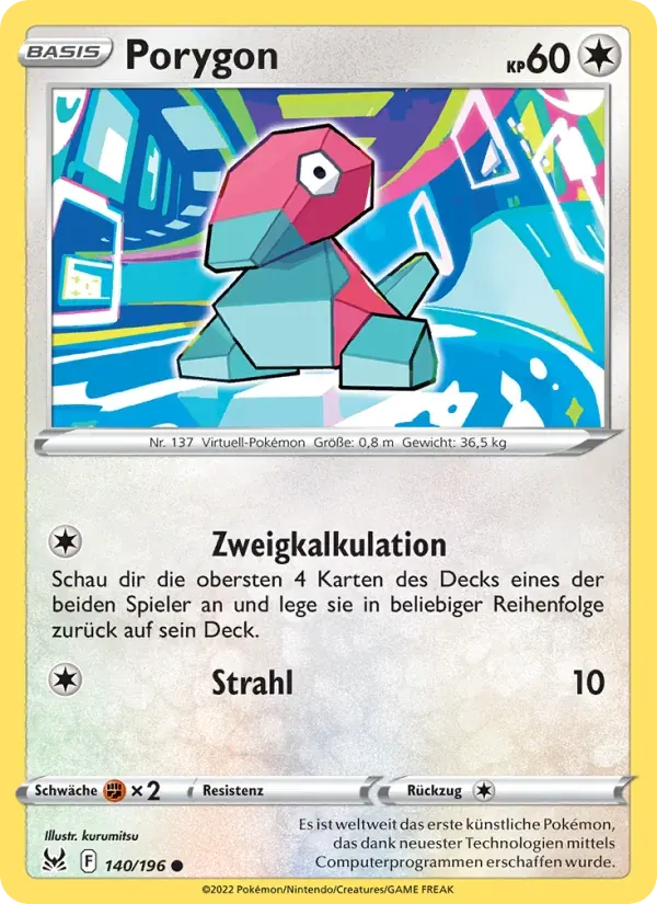 Porygon — Verlorener Ursprung 140 German Pokémon card