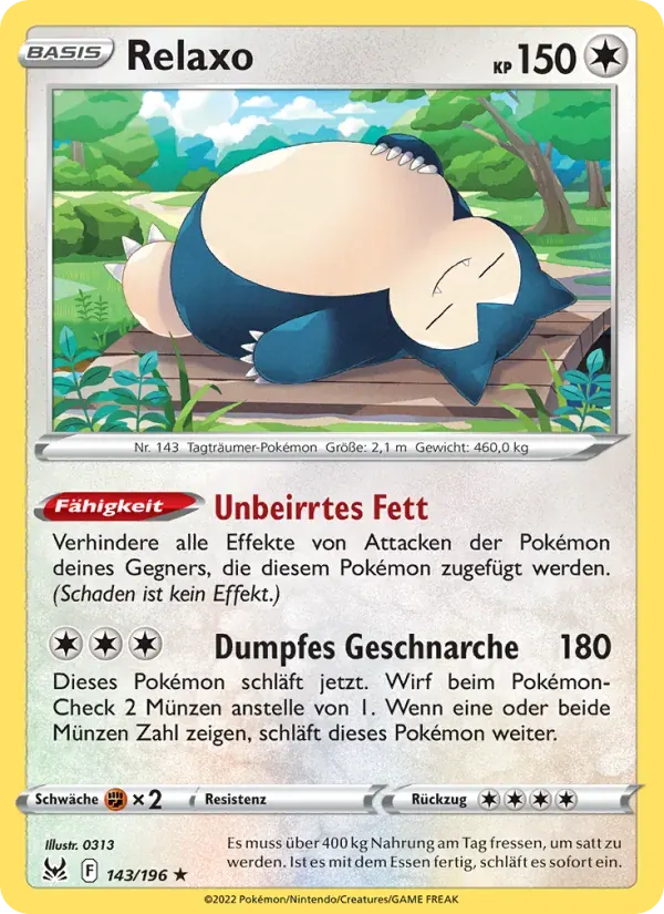 Relaxo — Verlorener Ursprung 143 German Pokémon card