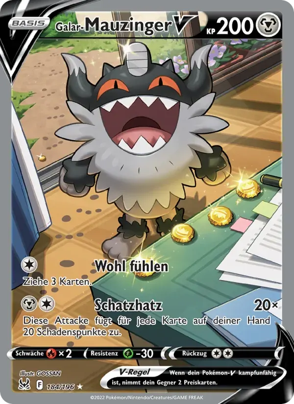 Galar-Mauzinger V — Verlorener Ursprung 184 German Pokémon card