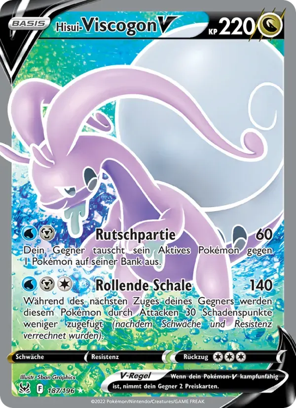 Hisui Viscogon-V — Verlorener Ursprung 187 German Pokémon card