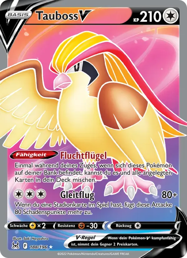 Tauboss V — Verlorener Ursprung 188 German Pokémon card