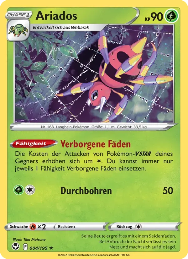 Ariados — Silberne Sturmwinde 4 German Pokémon card