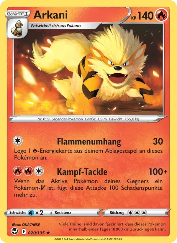 Arkani — Silberne Sturmwinde 20 German Pokémon card