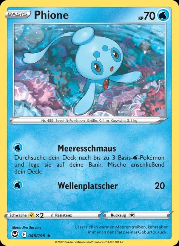 Phione — Silberne Sturmwinde 45 German Pokémon card