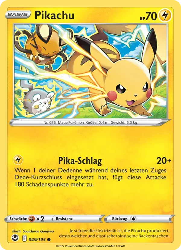 Pikachu — Silberne Sturmwinde 49 German Pokémon card