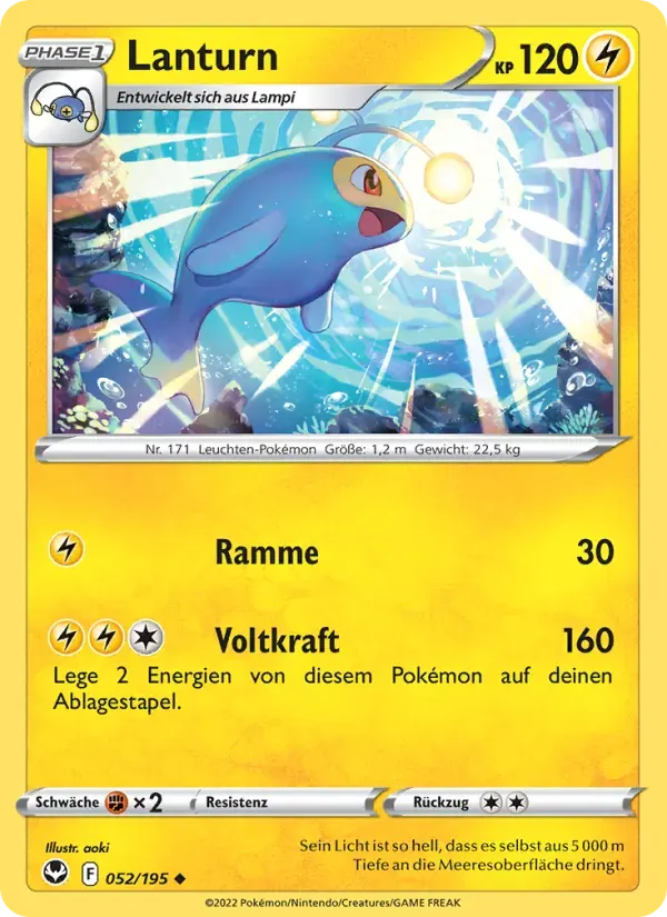 Lanturn — Silberne Sturmwinde 52 German Pokémon card