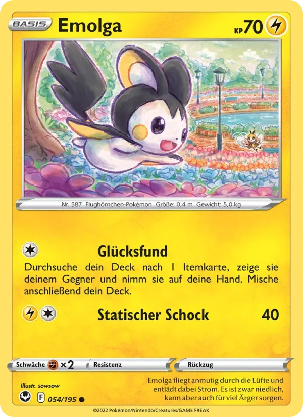 Emolga — Silberne Sturmwinde 54 German Pokémon card