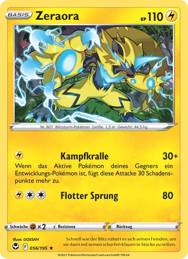 Zeraora — Silberne Sturmwinde 56 German Pokémon card