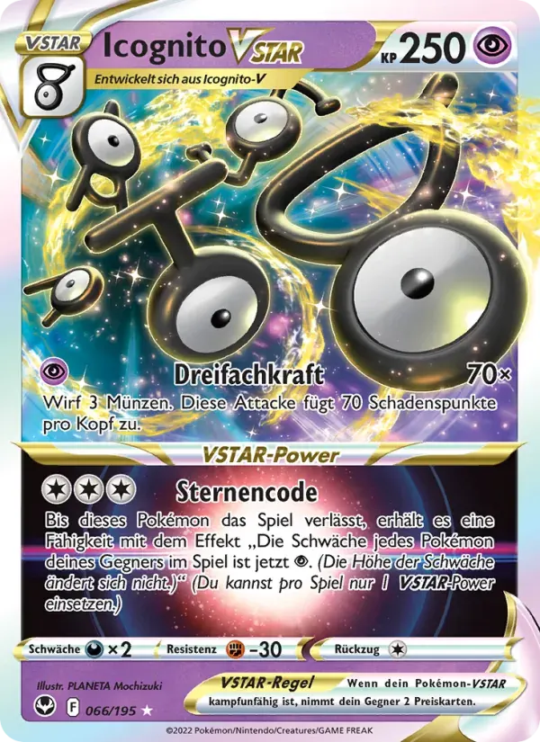 Icognito VSTAR — Silberne Sturmwinde 66 German Pokémon card