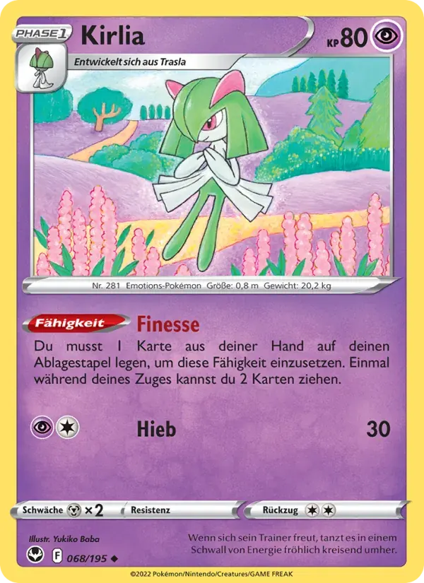 Kirlia — Silberne Sturmwinde 68 German Pokémon card
