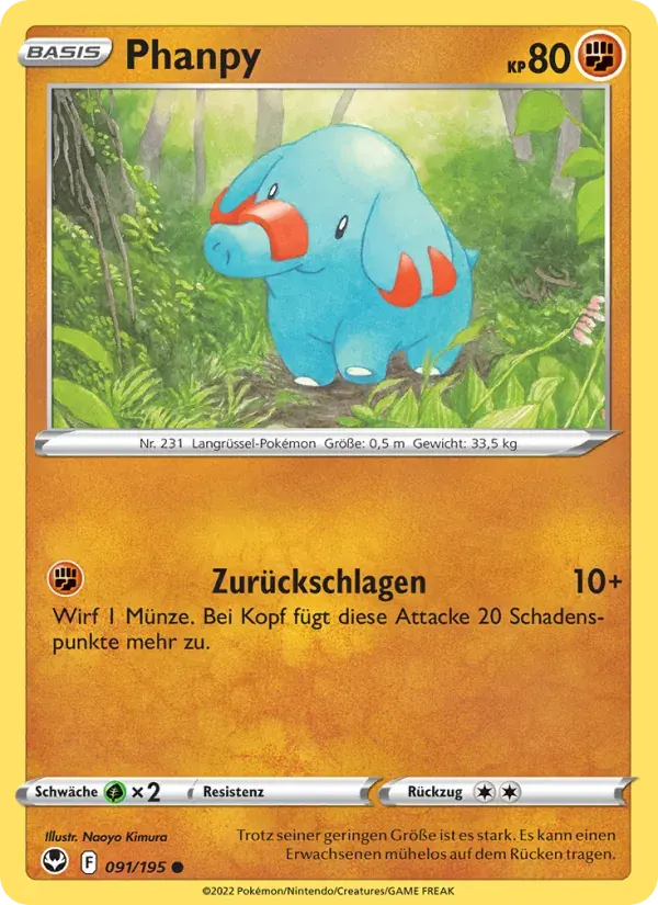 Phanpy — Silberne Sturmwinde 91 German Pokémon card