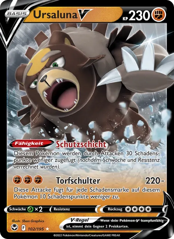 Ursaluna V — Silberne Sturmwinde 102 German Pokémon card