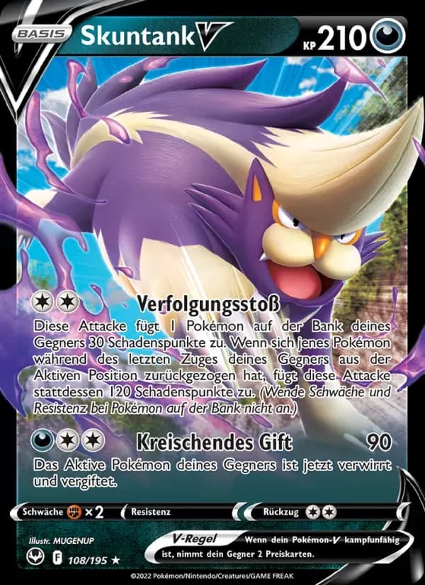 Skuntank V — Silberne Sturmwinde 108 German Pokémon card
