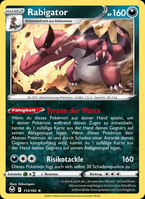 Rabigator — Silberne Sturmwinde 113 German Pokémon card