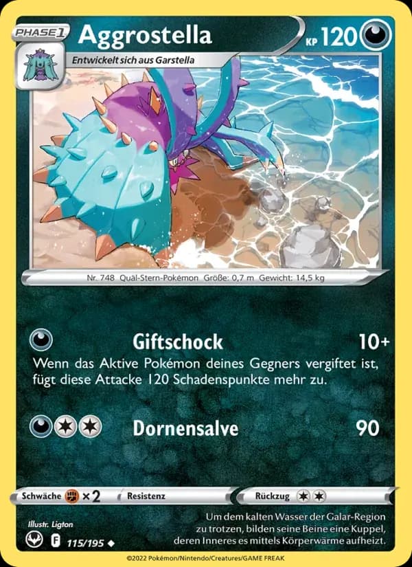 Aggrostella — Silberne Sturmwinde 115 German Pokémon card