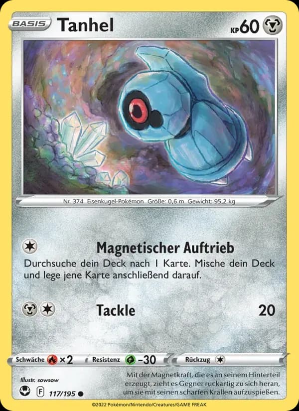 Tanhel — Silberne Sturmwinde 117 German Pokémon card