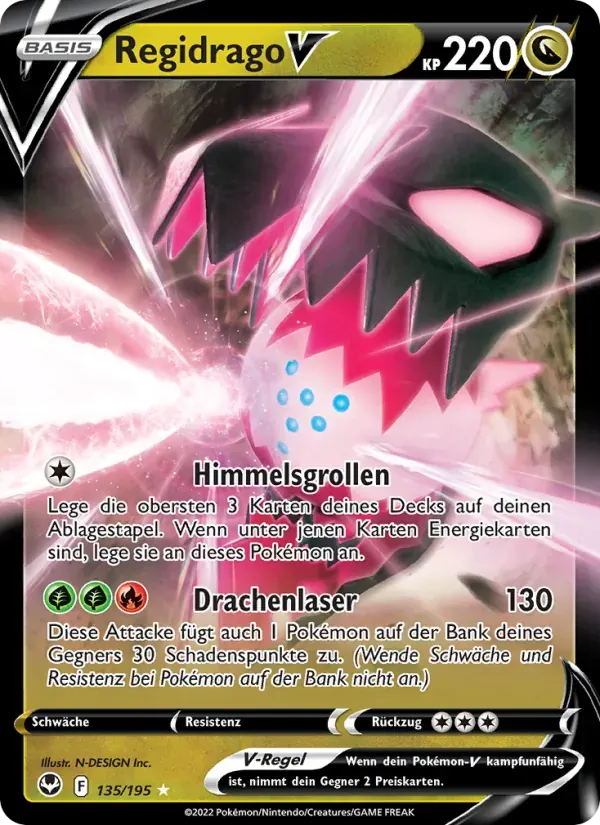 Regidrago V — Silberne Sturmwinde 135 German Pokémon card