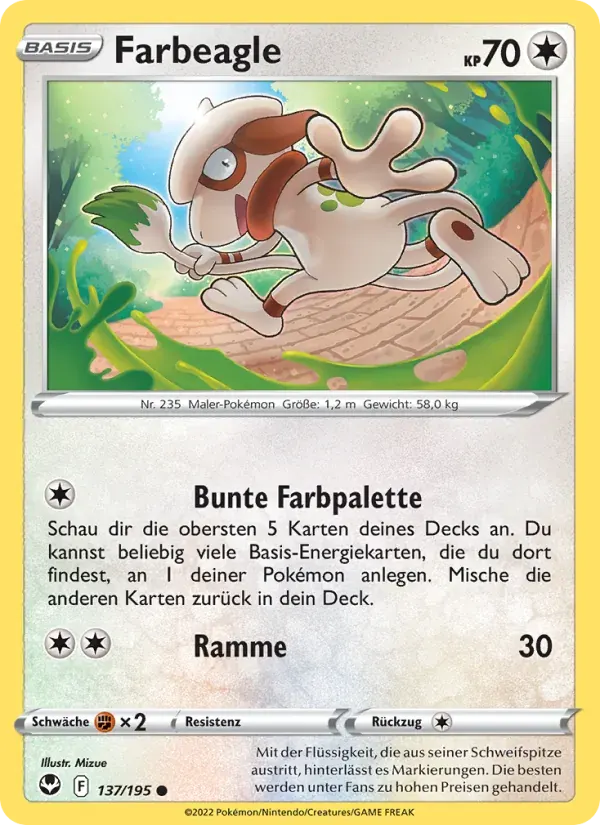 Farbeagle — Silberne Sturmwinde 137 German Pokémon card