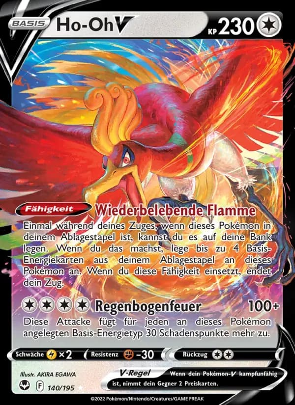 Ho-Oh V — Silberne Sturmwinde 140 German Pokémon card