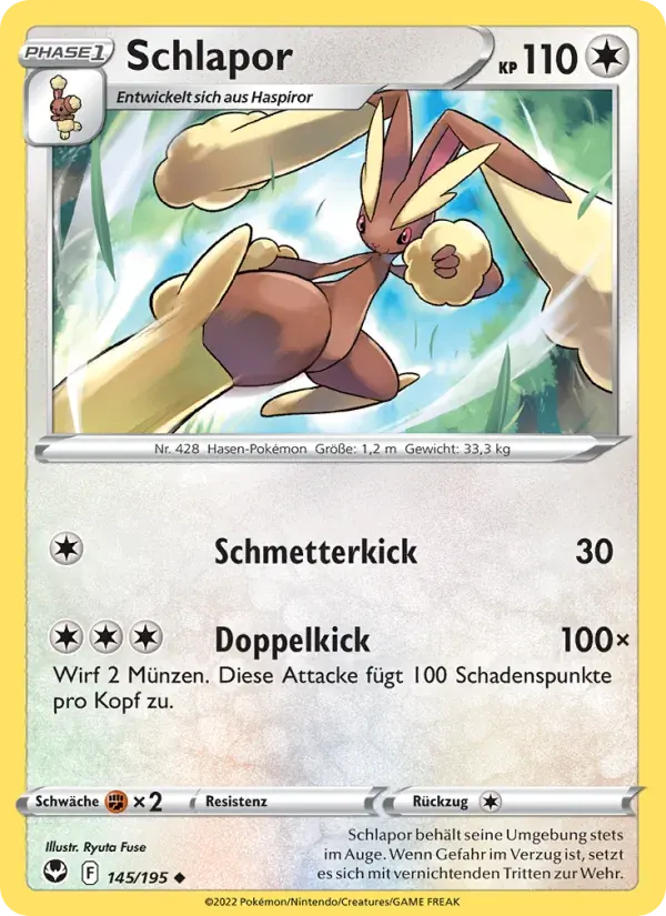 Schlapor — Silberne Sturmwinde 145 German Pokémon card