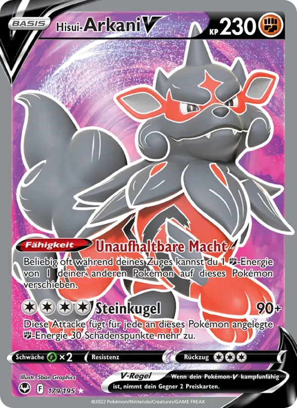 Hisui-Arkani V — Silberne Sturmwinde 179 German Pokémon card