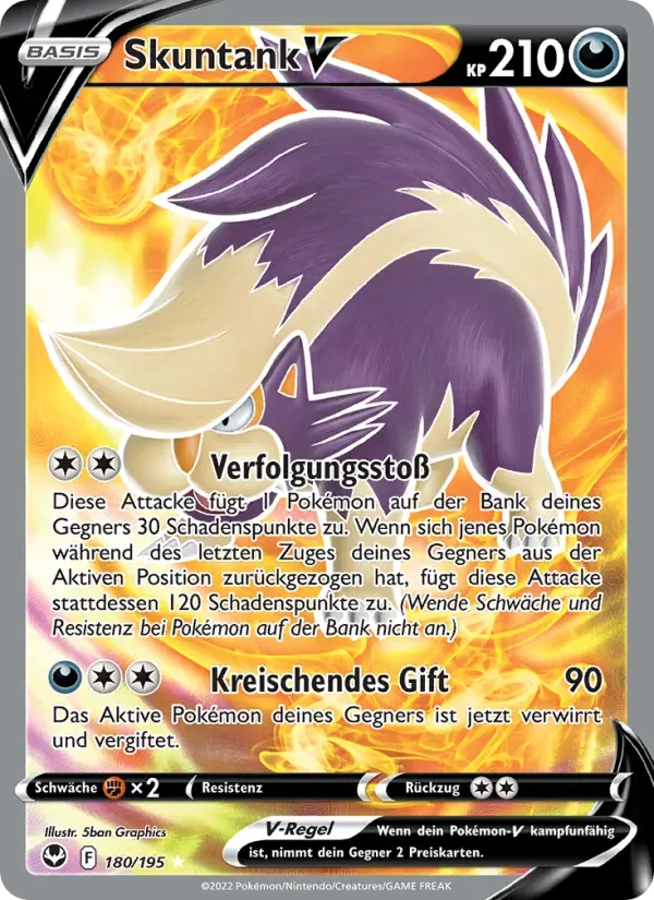 Skuntank V — Silberne Sturmwinde 180 German Pokémon card