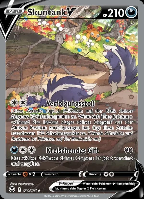 Skuntank V — Silberne Sturmwinde 181 German Pokémon card