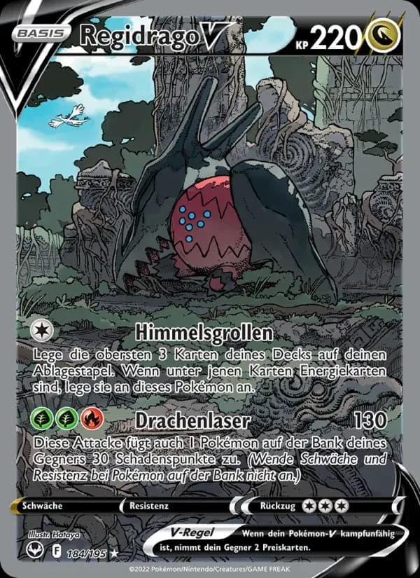 Regidrago V — Silberne Sturmwinde 184 German Pokémon card
