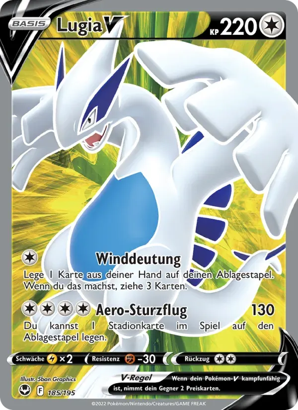 Lugia V — Silberne Sturmwinde 185 German Pokémon card