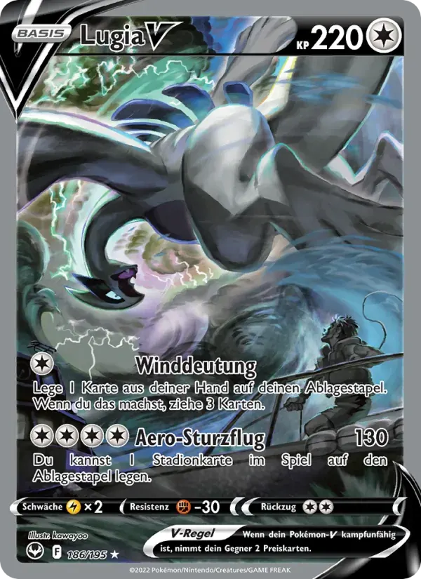 Lugia V — Silberne Sturmwinde 186 German Pokémon card