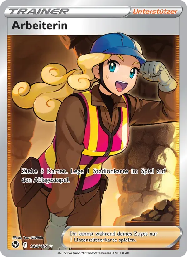 Arbeiterin — Silberne Sturmwinde 195 German Pokémon card