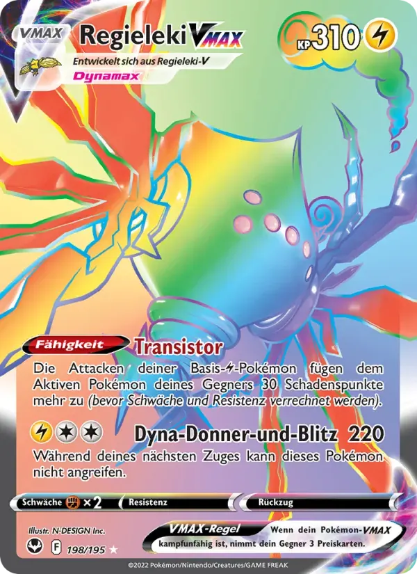 Regieleki VMAX — Silberne Sturmwinde 198 German Pokémon card