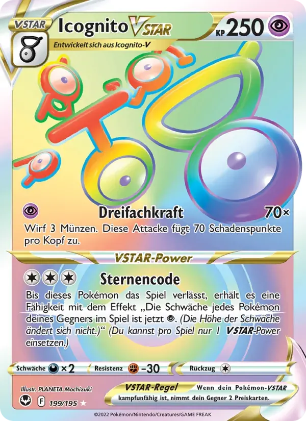 Icognito VSTAR — Silberne Sturmwinde 199 German Pokémon card