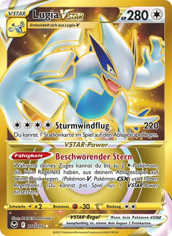 Lugia VSTAR — Silberne Sturmwinde 211 German Pokémon card