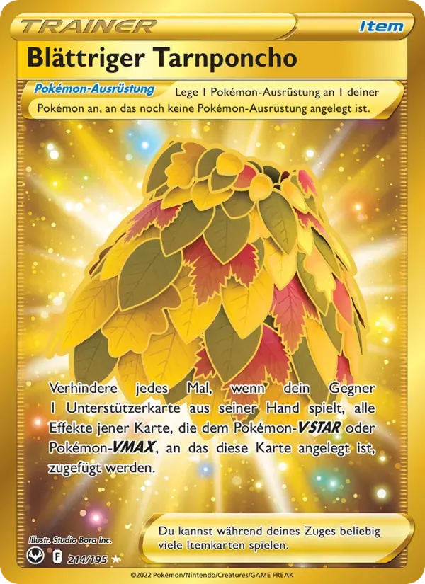 Blättriger Tarnponcho — Silberne Sturmwinde 214 German Pokémon card