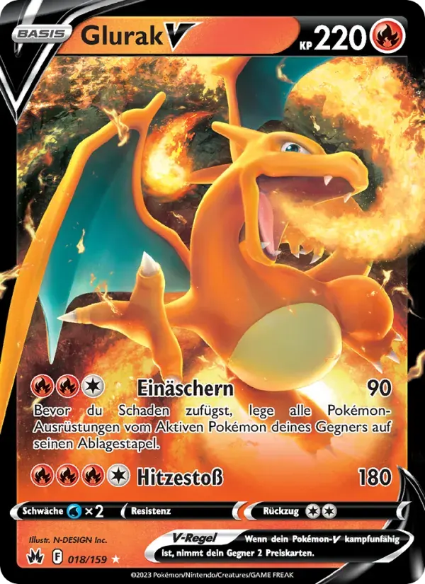 Glurak V — Zenit der Könige 18 German Pokémon card