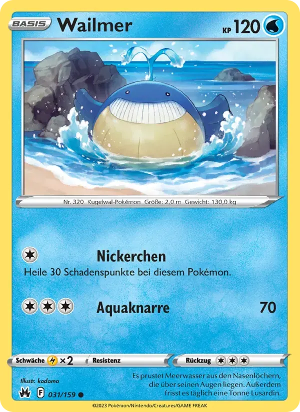 Wailmer — Zenit der Könige 31 German Pokémon card
