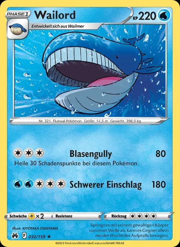 Wailord — Zenit der Könige 32 German Pokémon card