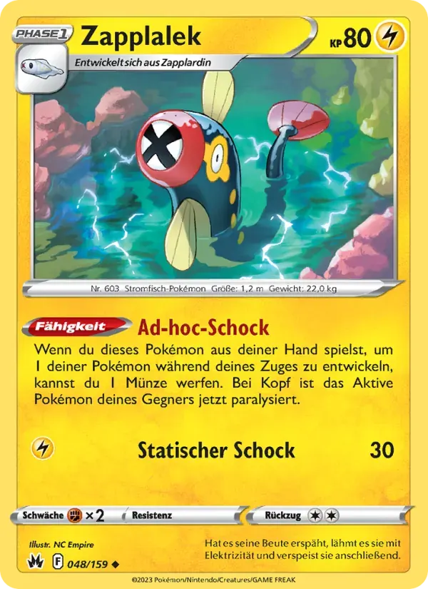 Zapplalek — Zenit der Könige 48 German Pokémon card