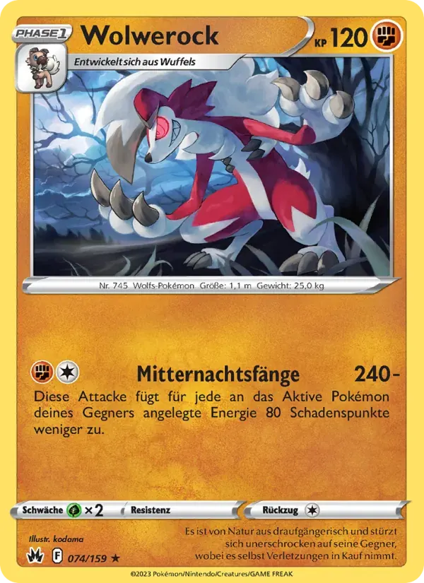Wolwerock — Zenit der Könige 74 German Pokémon card