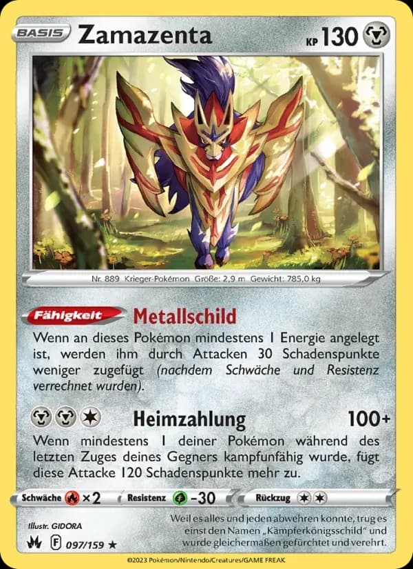 Zamazenta — Zenit der Könige 97 German Pokémon card