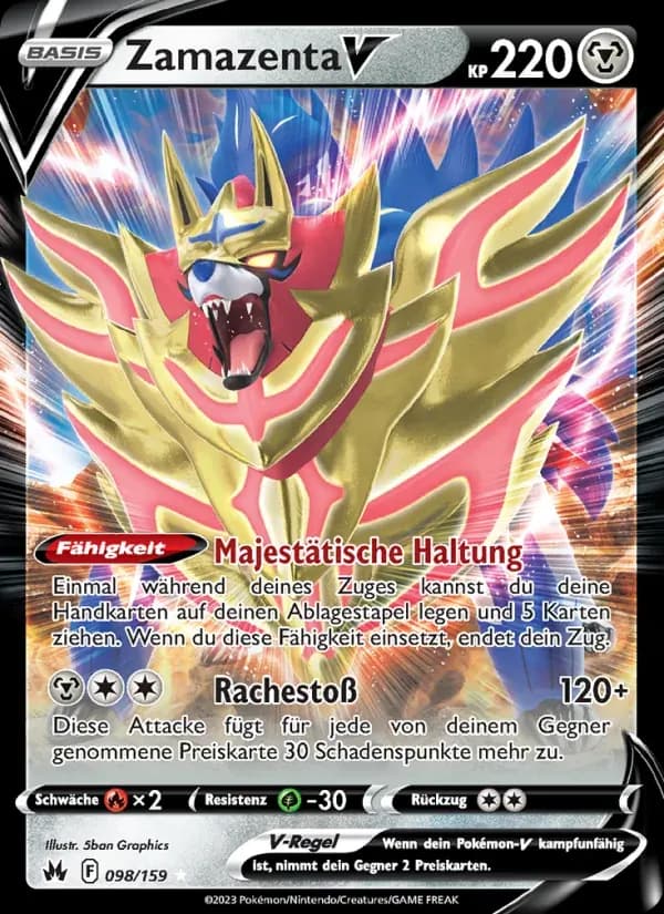Zamazenta V — Zenit der Könige 98 German Pokémon card