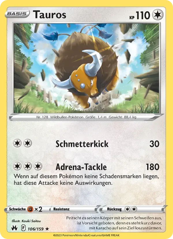 Tauros — Zenit der Könige 106 German Pokémon card